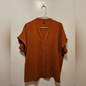 SHEIN Burnt Orange V-Neck Top